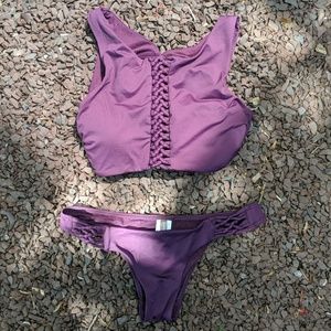 Summer Purple Open Back Bikini Top